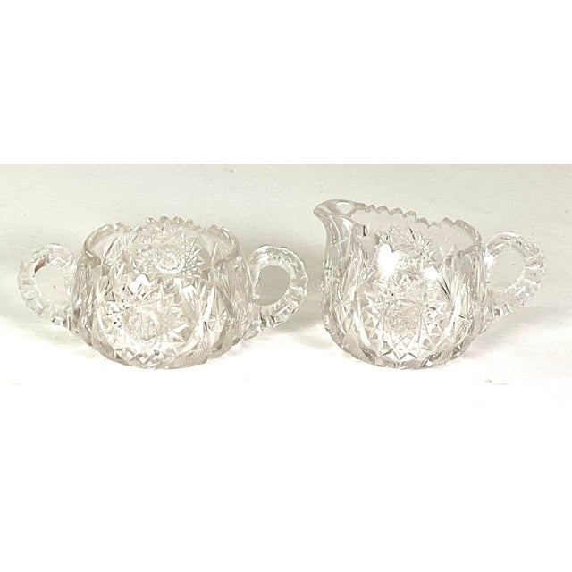 Glass American Brilliant Period-Abp-1880-1916 Creamer and Sugar Set For Sale - Image 7 of 7