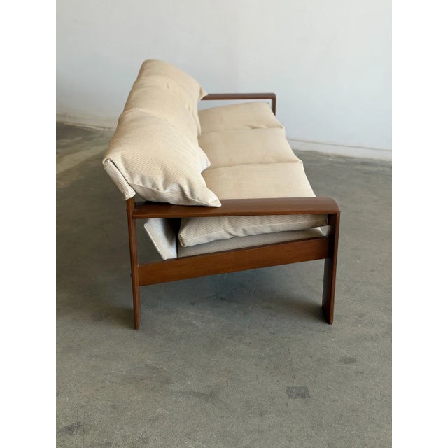 Mid 20th Century Loveseat in Linear Velvet For Sale In Los Angeles - Image 6 of 11