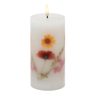 FIA Wick Pressed Floral Candle 6"H For Sale