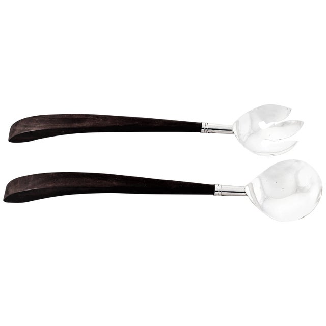 Salad Set With Sterling SIlver For Sale