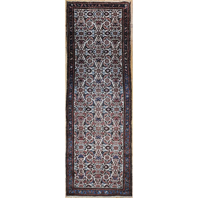Early 20th Century Vintage Persian Malayer Runner, Hand-Knotted Wool, Ivory, 1920s For Sale - Image 5 of 12