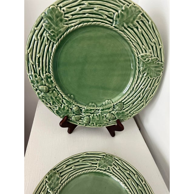 Late 20th Century Vintage Bordallo Pinheiro Oak Leaf Plates-3 Pieces For Sale - Image 5 of 9
