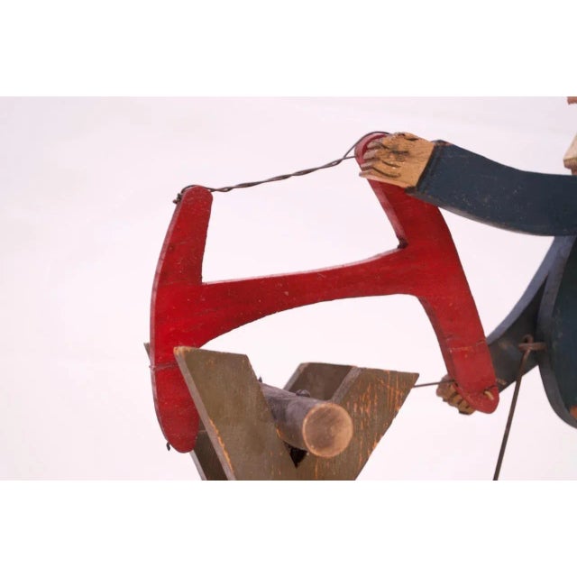 Brown Early 20th Century Americana Uncle Sam Lumberjack Whirligig For Sale - Image 8 of 13