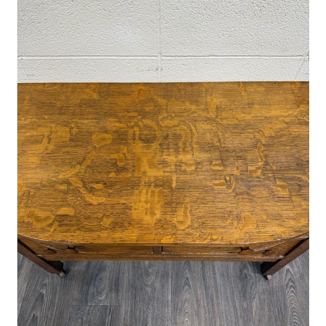 Mission Antique Mission Arts and Crafts Tiger Oak Server Bureau Sideboard Buffet For Sale - Image 3 of 10
