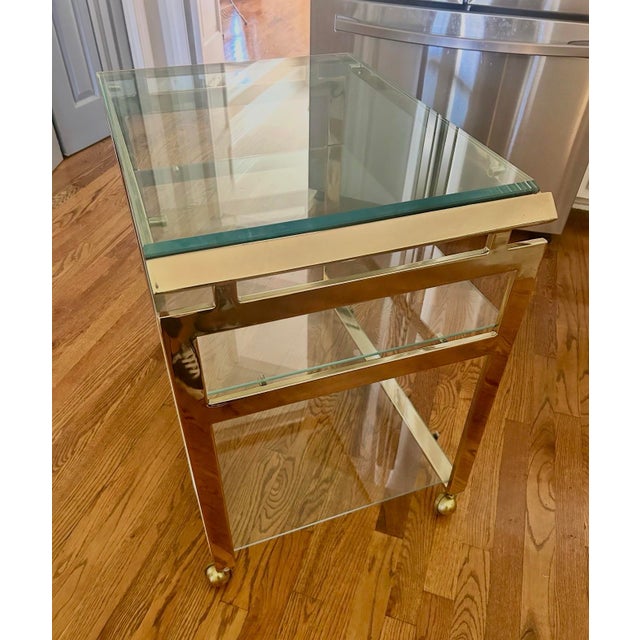 Mid-Century Modern Milo Baughman Italian Mid-Century Modern Brass Bar Cart For Sale - Image 3 of 3