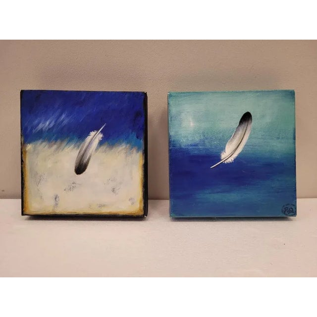 O/L Pair "Plumas" Rodríguez Quesada, Contemporary Art - Castilla y León Exquisite pair of canvases by the Castilian artist...