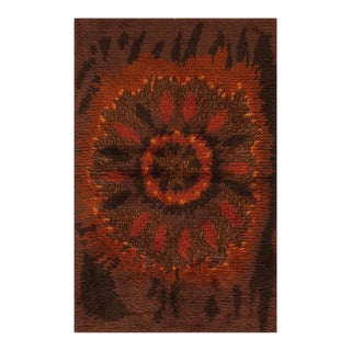 1950s Brown Mid-Century Scandinavian Modernist Diamond Swedish Wool Carpet Rug For Sale