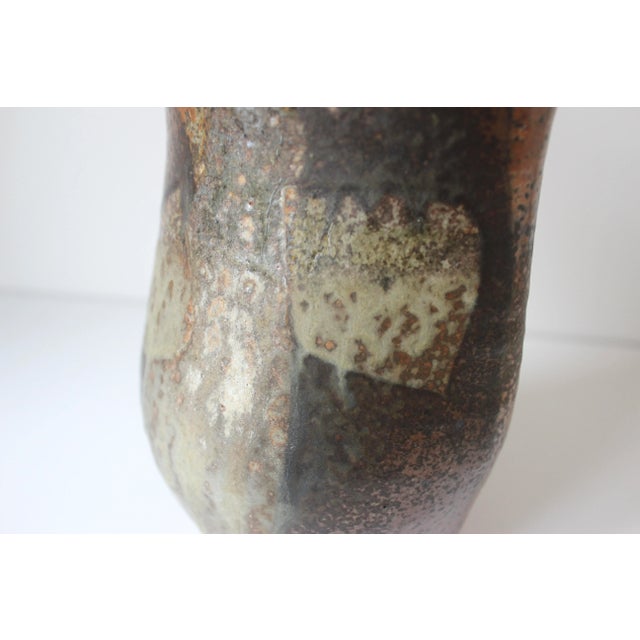 Burgundy Vintage Studio Pottery Pitcher Jug With Handle Raku, Japanese Style For Sale - Image 8 of 10