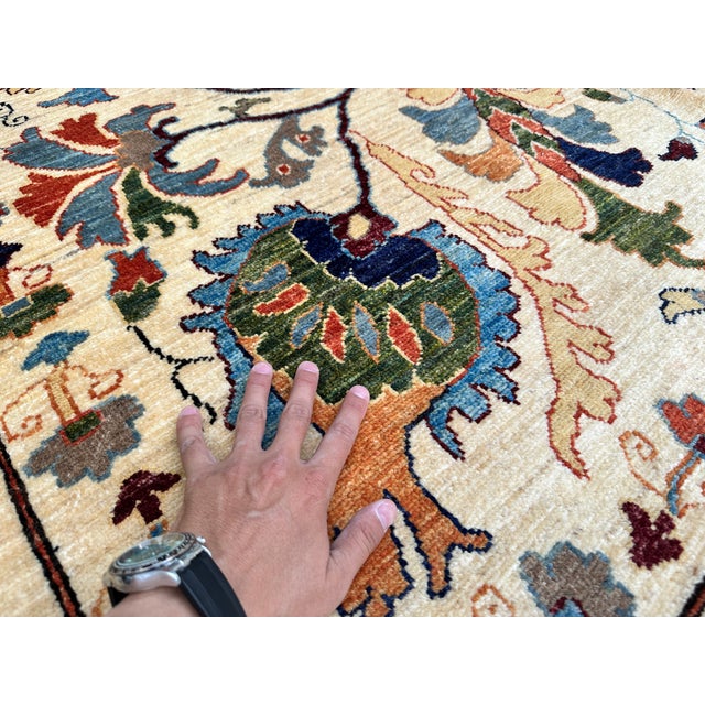 Hand-Knotted Afghan Suzani Chobi Wool Area Rug - 8'3" X 11'4" For Sale - Image 13 of 15