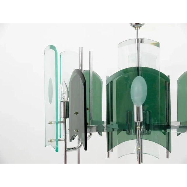 Large Italian Glass Chandelier in the style of Fontana Arte, 1960s For Sale - Image 10 of 11