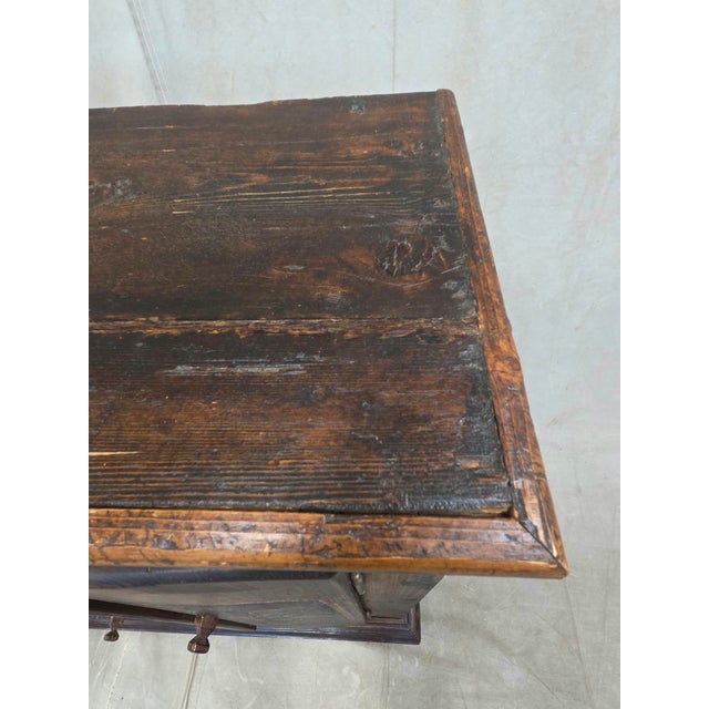 Antique Romanian Folk Painted Pine Cupboard With Drawers and a Door For Sale - Image 10 of 14