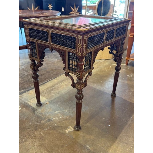 Rare early 20th century fine quality Syrian carved vitrine table. Vitrine tables are exquisite showcases of Levantine...