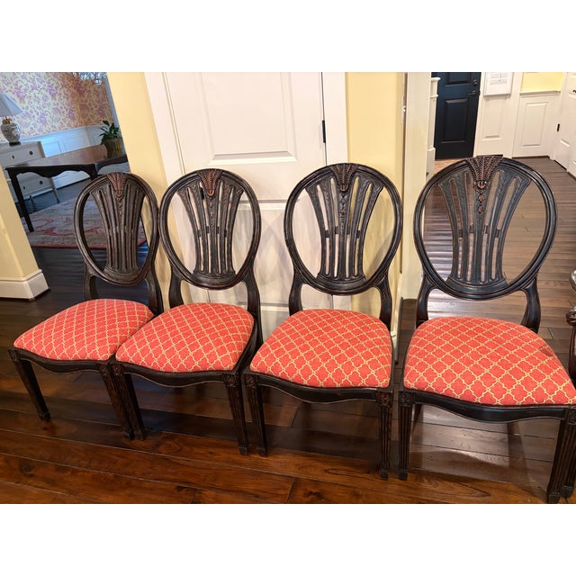 Attributed to Jonathan Charles Set 6 Hepplewhite Wheatsheaf Side Chair (Black) For Sale - Image 11 of 13