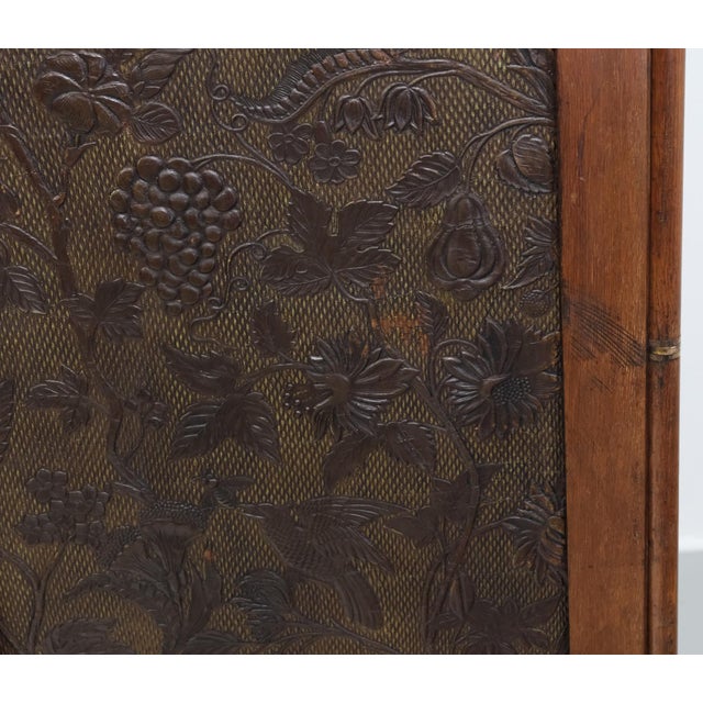 Arts and Crafts Oak Room Divider with Botanical Motifs Panels, 1890s For Sale - Image 18 of 18
