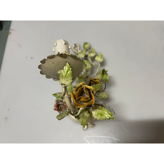 Tole Flower Sconces, 1960s, Set of 2 For Sale - Image 6 of 16