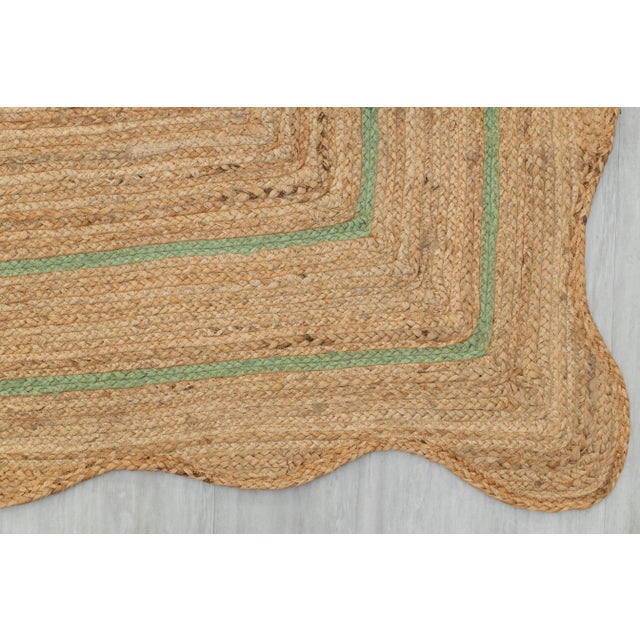 Olive Natural Jute Wave Scallop Rug 10x14 Ft. For Sale - Image 4 of 12