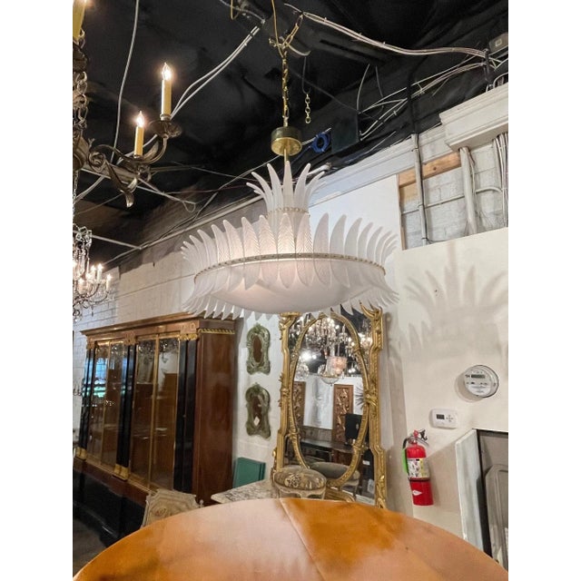 Art Deco Modern Art Deco Style Murano Glass "Plume" Chandelier For Sale - Image 3 of 10