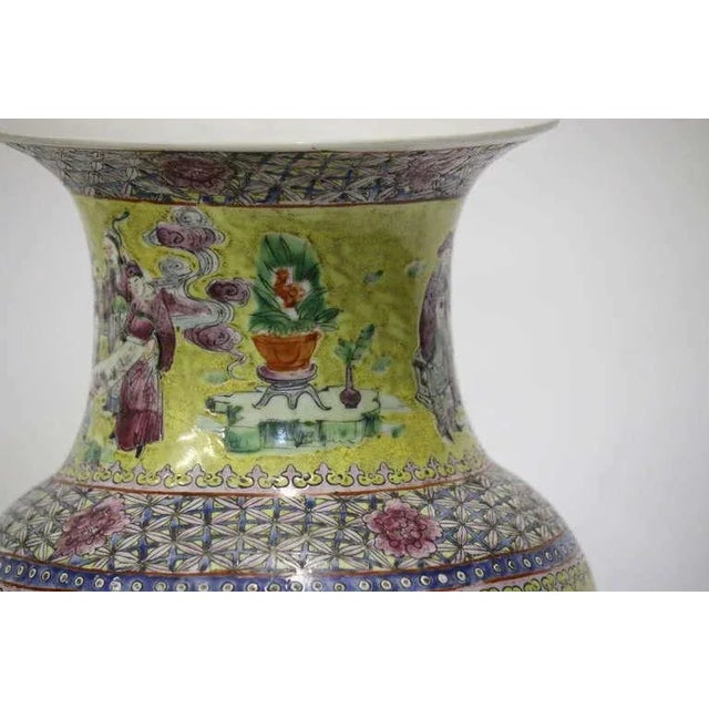 19th Century Fine Large Imperial Palatial Yellow Porcelain Vases C.24‚Äù H - a Pair For Sale - Image 4 of 6