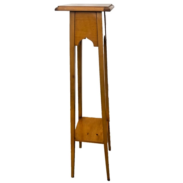 American Vintage Lane Wood Plant Stand Museum Folk Art Pedestal Tall Accent Table For Sale - Image 3 of 14