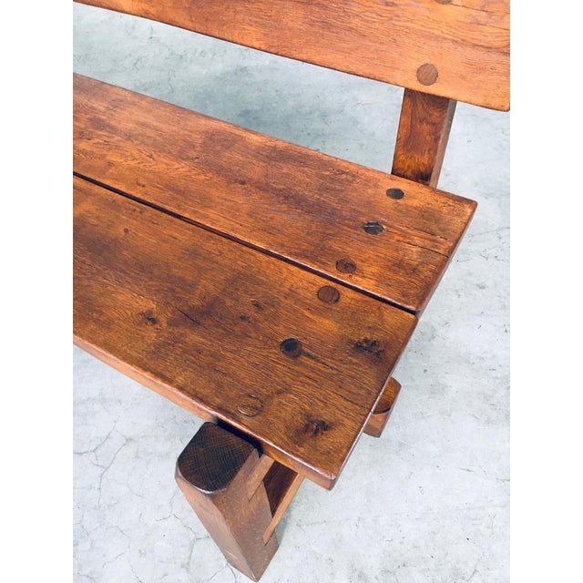 Brutalist Hand-Crafted Oak Bench, Belgium, 1960s For Sale - Image 6 of 18