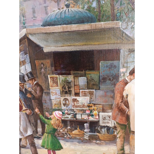 Elio Ferrara, Paris Marché Aux Puces Flea Market, 1980, Vintage Oil on Canvas Painting For Sale - Image 7 of 18