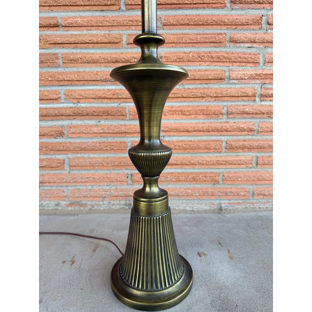 Mid 20th Century Hollywood Regency Art Deco Rembrandt Brass Torchiere Lamp For Sale - Image 9 of 10