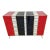 4 drawer dresser, entirely handmade, with wooden structure, covered in red, black and white glass, profiles and golden...