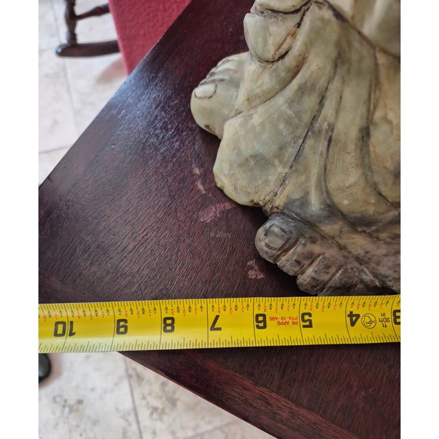 Green Large Vintage Hand-Carved Green Soapstone Laughing Buddha Statue For Sale - Image 8 of 8