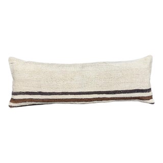 Turkish Hemp Pillow Cushion Natural Beige Brown Cushion Cover 14"x40" For Sale