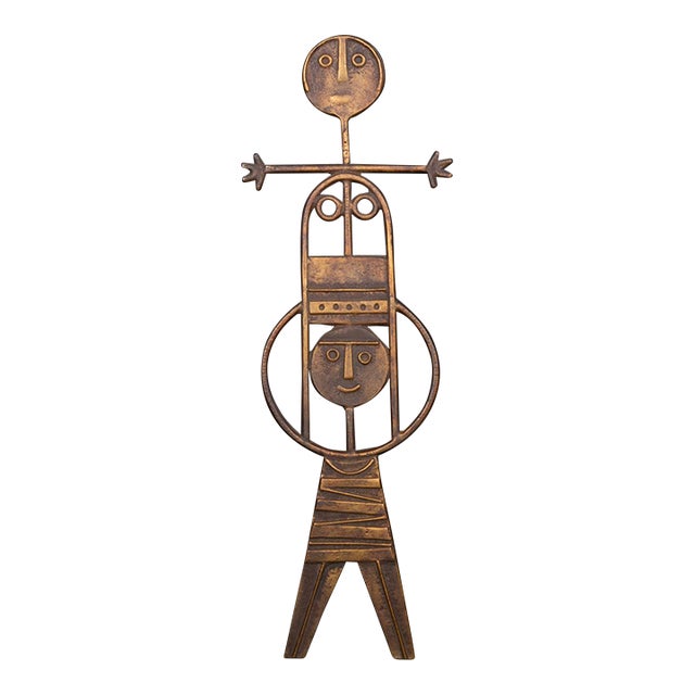 Brutalist Solid Bronze Figures, Janos Percz c.1970 For Sale