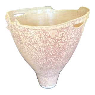 Sally Bowen Prange Signed Edge-Scape Porcelain Vessel With Pink Crystalline Glaze 10.5" For Sale
