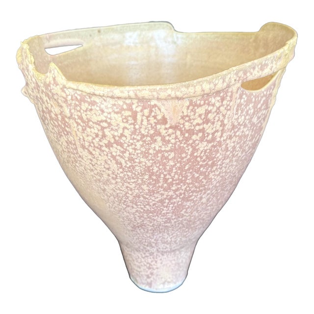 Sally Bowen Prange Signed Edge-Scape Porcelain Vessel With Pink Crystalline Glaze 10.5" For Sale