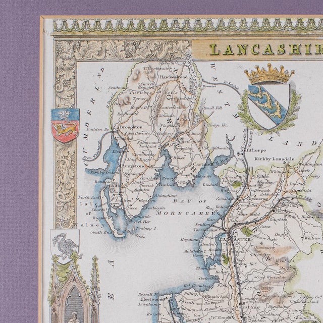 Antique County Map of Lancashire, English, Framed Cartography, Moule, Victorian For Sale - Image 6 of 12