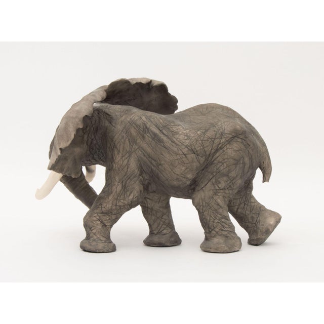 Gray Debra Minette Green Elephant Porcelain Sculpture For Sale - Image 8 of 11