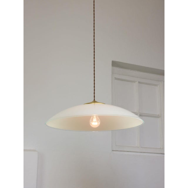 Mid-Century Italian Saucer Glass and Brass Pendant Lamp For Sale - Image 16 of 16