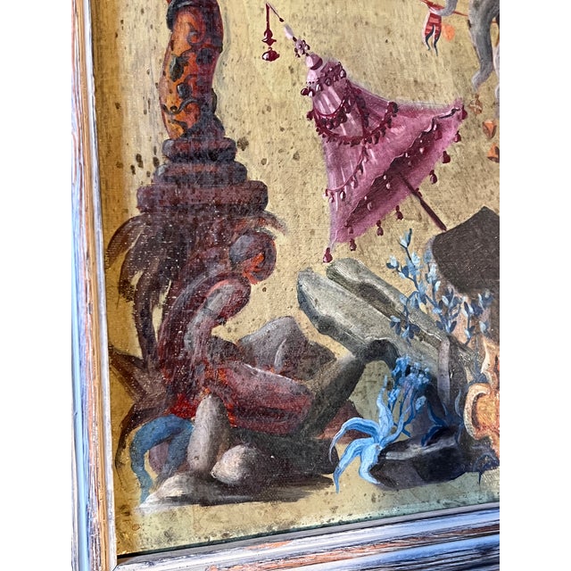 18th-Century Style Chinoiserie Commedia Dell'Arte Oil Painting in the Manner of Andien De Clermont Early 20th Century For Sale - Image 10 of 15