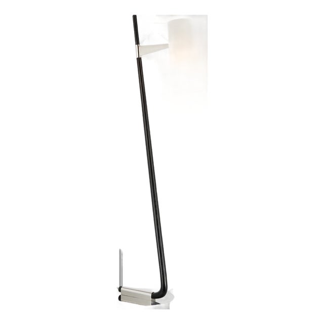 AERIN by Visual Comfort Signature Katia Floor Lamp in Ebony and Polished Nickel with Linen Shade For Sale