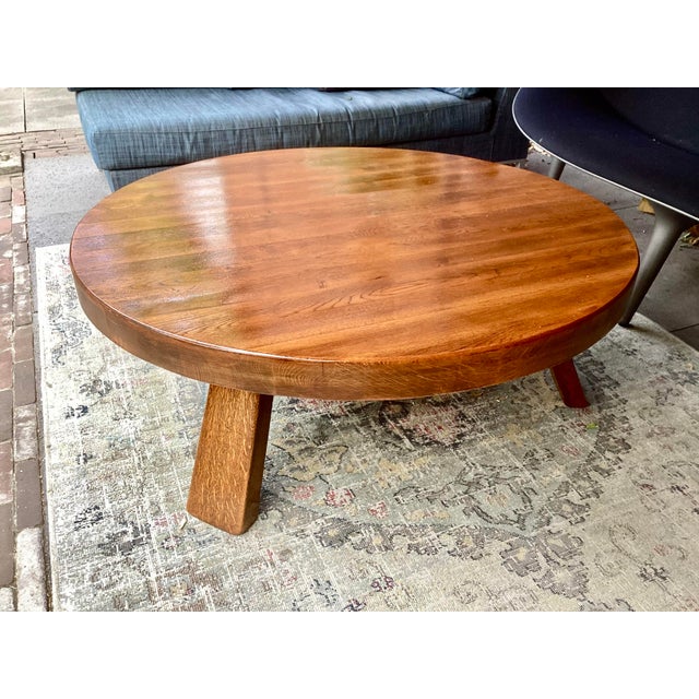 Mid-Century Modern Brutalist Oak Coffee Table, 1970 For Sale - Image 3 of 6
