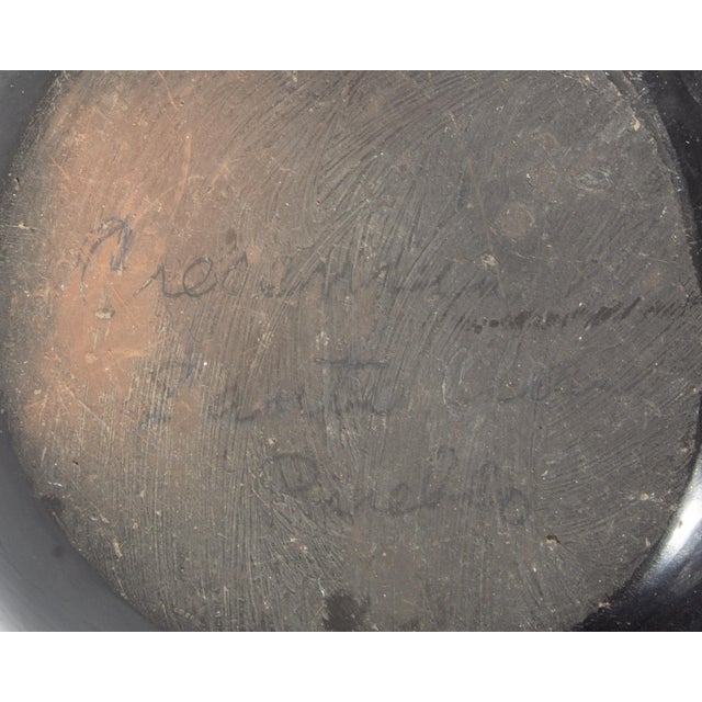 Black Cresencia Tafoya Santa Clara Pueblo Black on Black Pottery Vase For Sale - Image 8 of 8