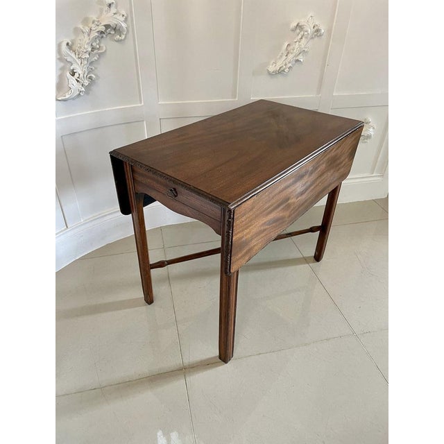 Fine antique 18th century thomas chippendale childs mahogany pembroke table having twin flaps that boast rounded corners...