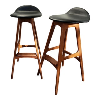 1970s Mid-Century Modern Erik Buch Teak and Rosewood Barstools - a Pair For Sale