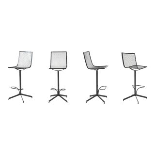 Mid Century Modern Iron Mesh Stools Bertoia Harry Balmer Flemington Iron Works a Set of Four For Sale