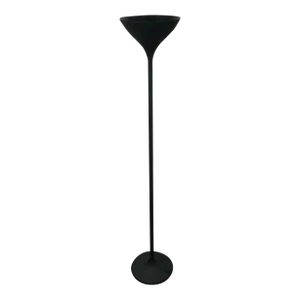 Modern Textured Black Metal Torchiere Floor Lamp