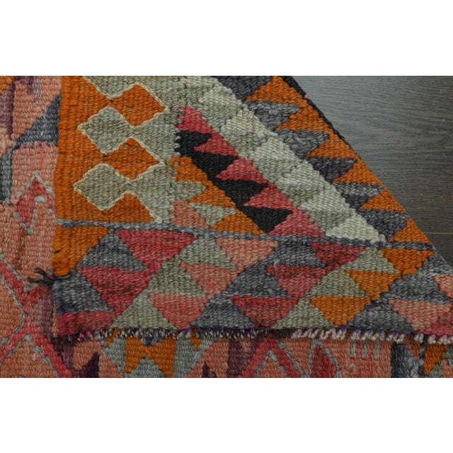 1970s Vintage Turkish Oushak Handmade Wool Cotton Pink Runner Rug For Sale - Image 6 of 11
