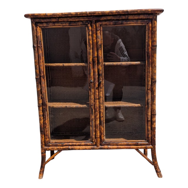 Vintage Bamboo Display Cabinet, 1880 For Sale