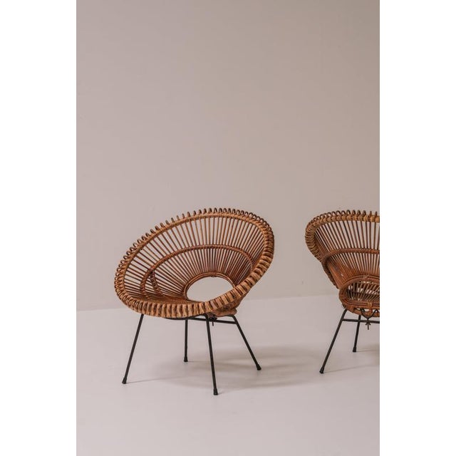 Wood Rattan Chairs by Janine Abraham & Dirk Jan Rol for Rougier, France, 1956, Set of 2 For Sale - Image 7 of 15