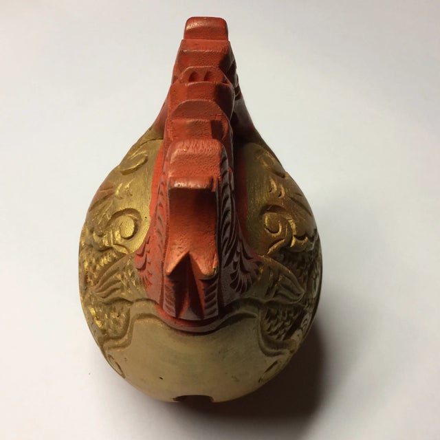 Chinoiserie Chinese Dragon Gold Painted Bell Shaped Decorative Object For Sale - Image 3 of 8