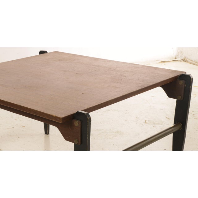 1960s Vintage Coffee Table in Walnut with Varnished Legs & Metal Parts, 1960s For Sale - Image 5 of 9