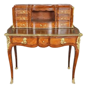 19th C Inlaid Marquetry Bronze Mounted Ladies Desk.
