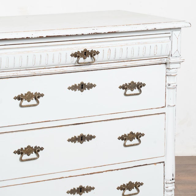 19th Century Swedish Pine White Chest of Four Drawers For Sale - Image 10 of 14